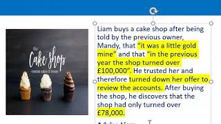 How to apply misrepresentation Liam cupcake scenario [upl. by Anala]