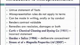 Misrepresentation Lecture 1 of 4 [upl. by Noral]